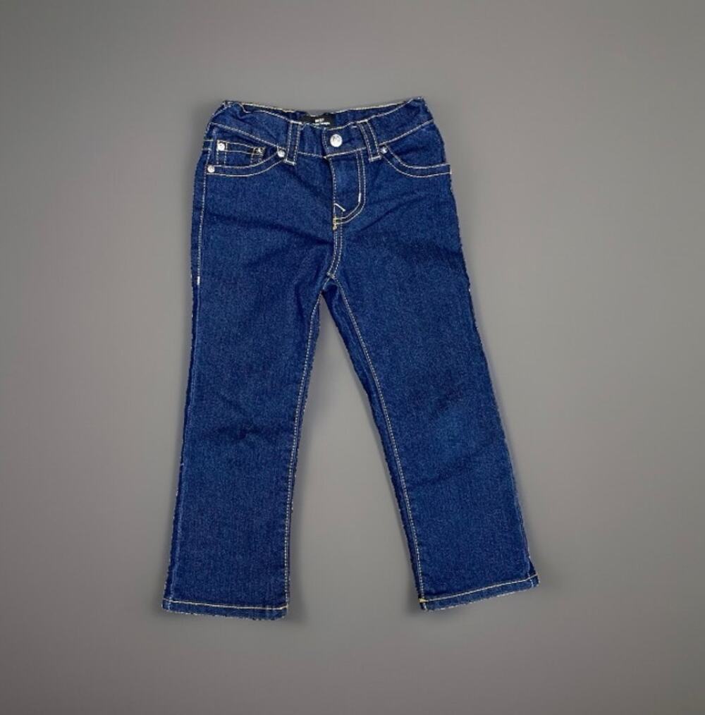 True Religion Toddler Jeans 4T Dark Wash Contrast Stitch Y2K Designer Denim Kids